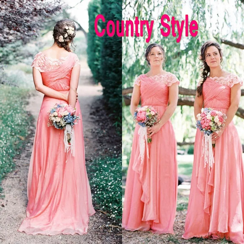 Coral and deals gold bridesmaid dresses