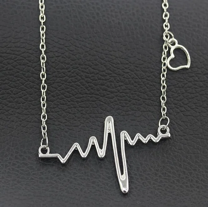 Free ship Fashion short clavicle chain new frequency wave necklace only for your heart WFN389 with chain a 