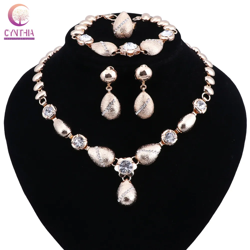 Conjunto de joyería de cuentas africanas de lujo para novia, conjuntos de joyas de cristal de boda nigeriana para mujer, gargantilla, joyería etíope