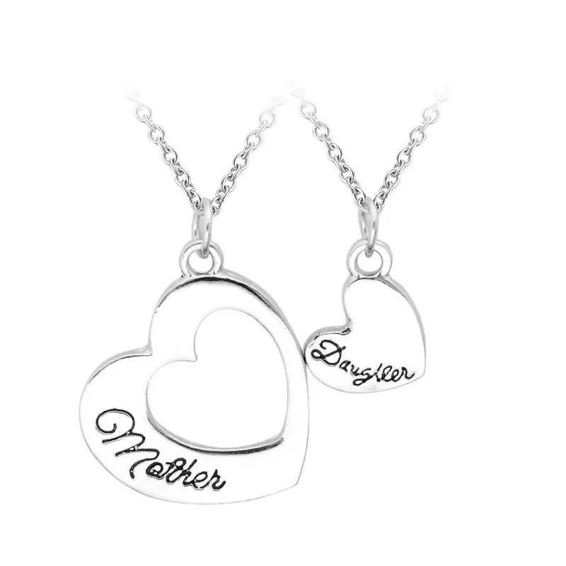 Wholesale-Double Heart Pendant Necklace best gift Between Mother And Daughter Heart Shaped Necklace Fine Jewelry Mother's Day Gift pendant