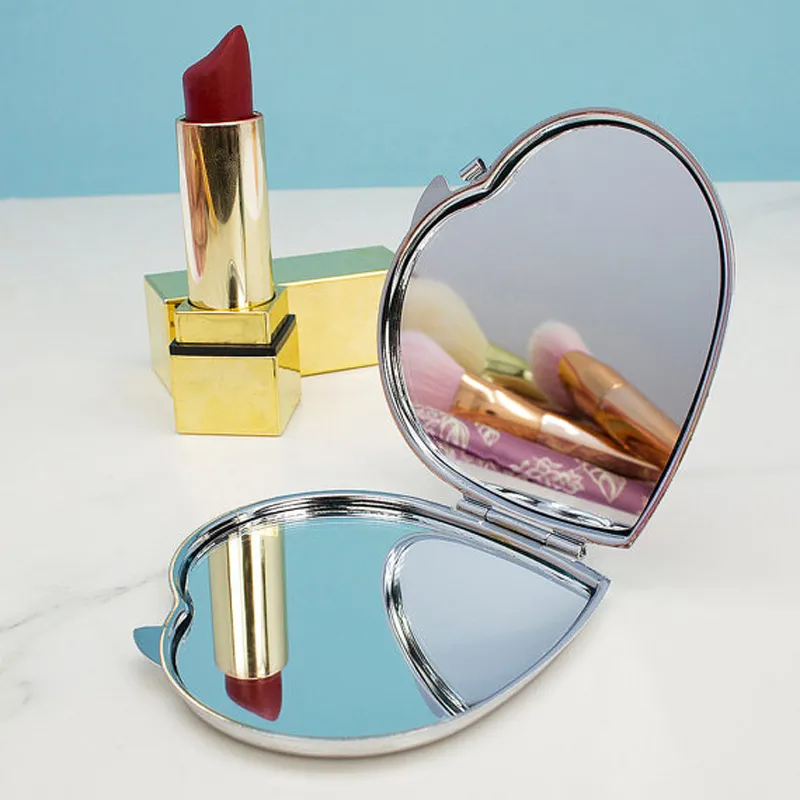 Miroirs compacts en forme de cœur à deux fois miroir de maquillage vierge agrandi avec autocollants en résine époxy Set DIY M0838 Drop 2366817