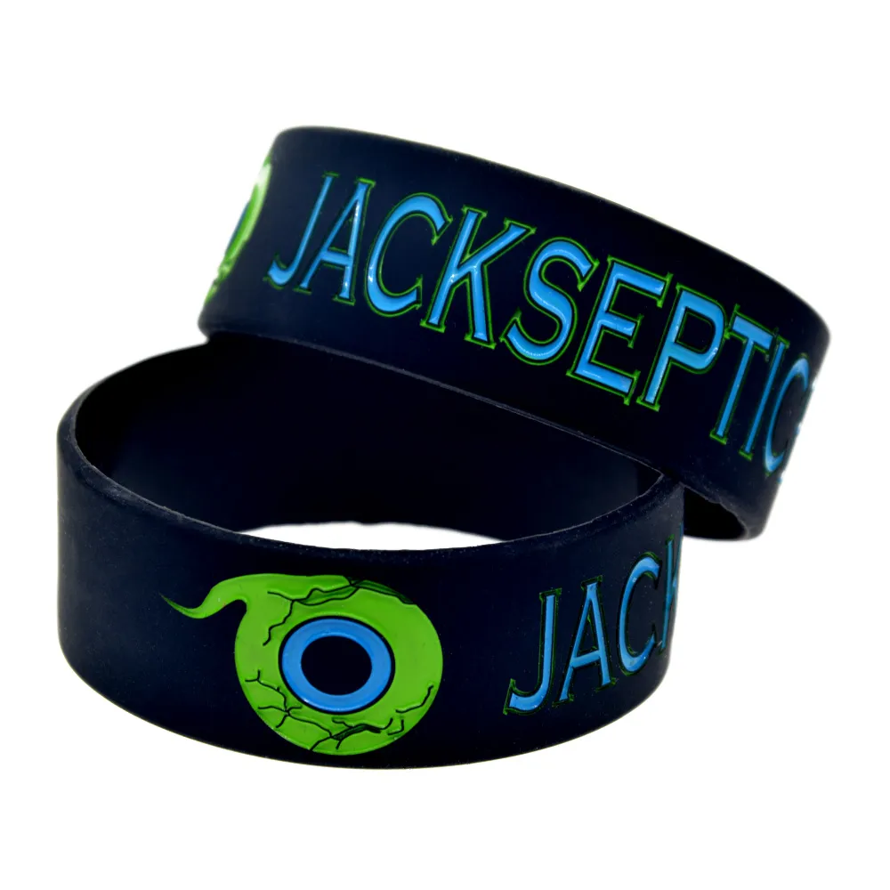 Bracciale in gomma siliconica per commentatore di giochi Jacksepticeye da 50 pezzi, largo 1 pollice, nero, per regalo promozionale