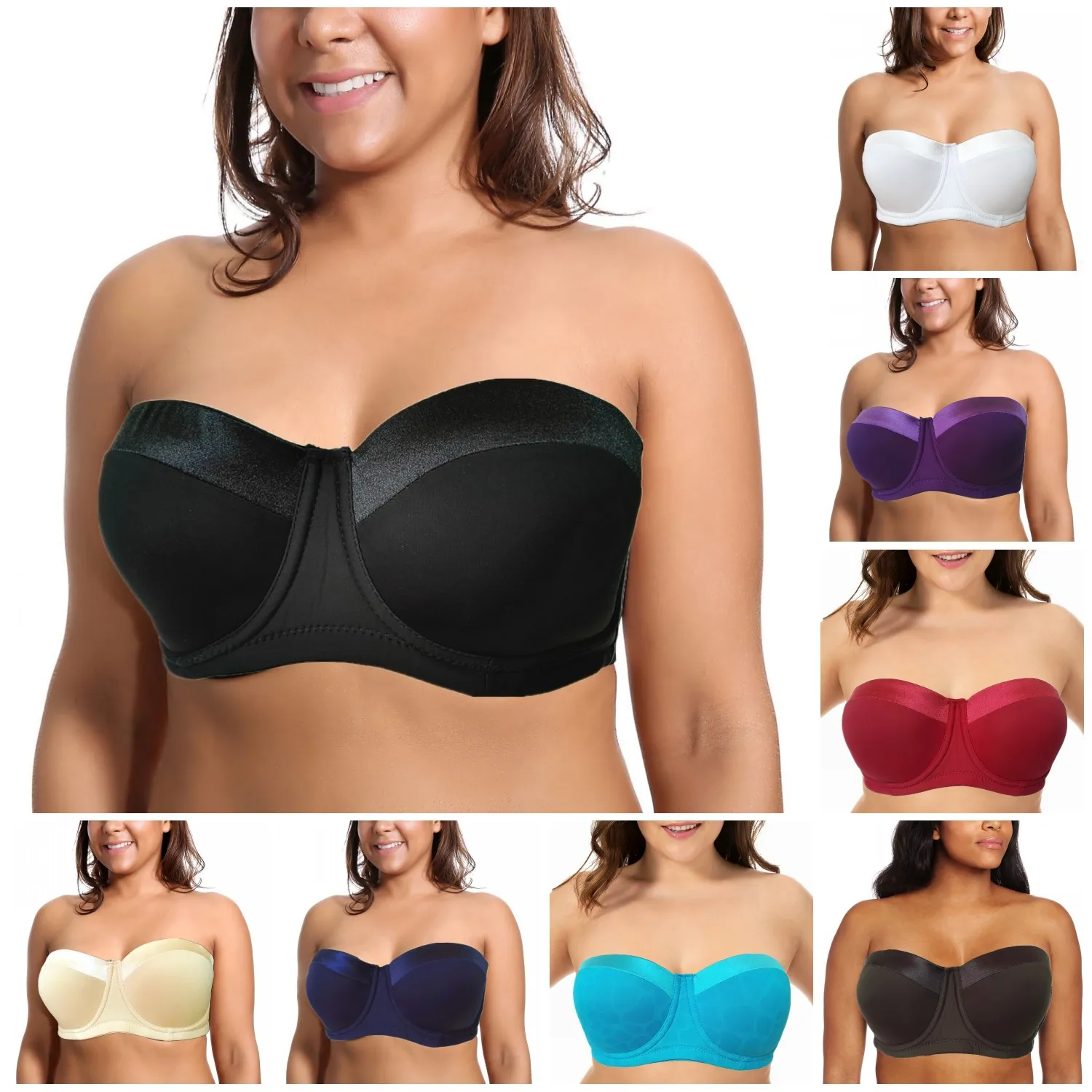 New Fashion High Quality 34-46 C/D 1/2 Half Cup Seamless Bra Adjustable  Plus Big Size Push Up Women Sexy Bra Silicon Strapless H059-2