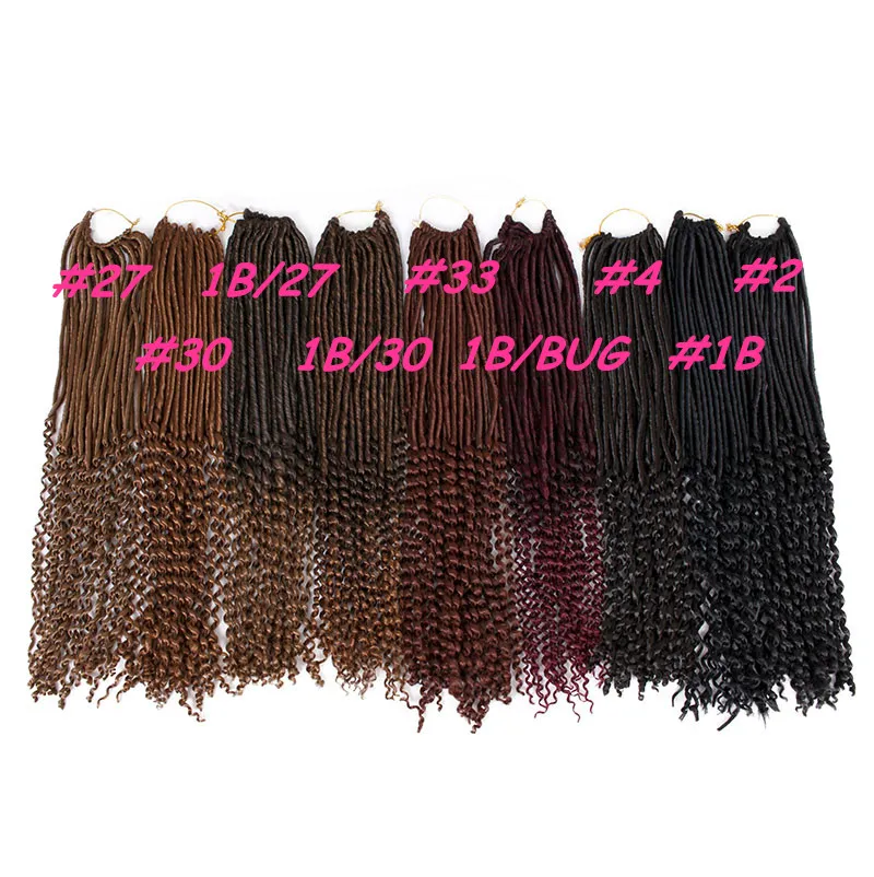 20inch gudinna locs hår halv raka halvvåg flätor syntetiskt hår förlängning 24strands / pcs faux locs crochet flätande hår