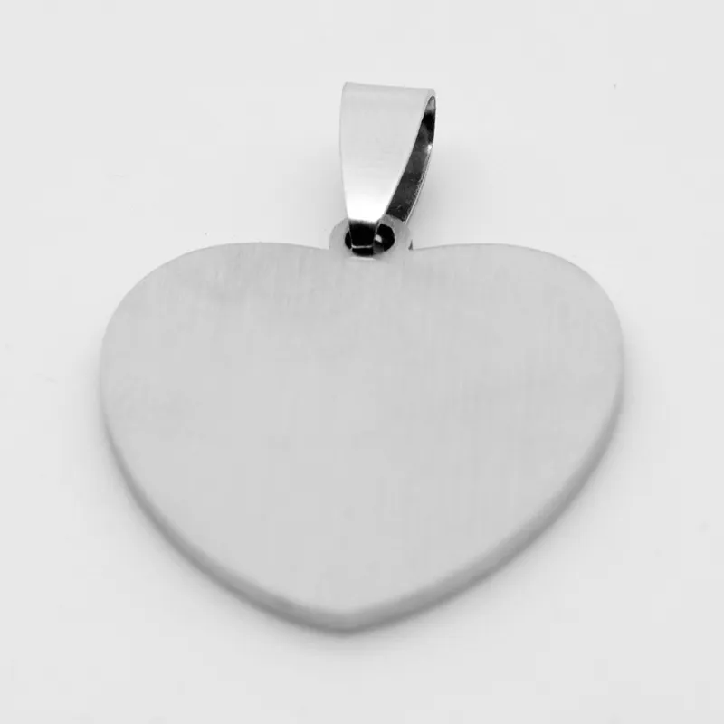 Silver Plated Stainless Steel DIY Heart Charms Pendant Blank Dog Tags Fashion Jewelry For Lover Necklaces