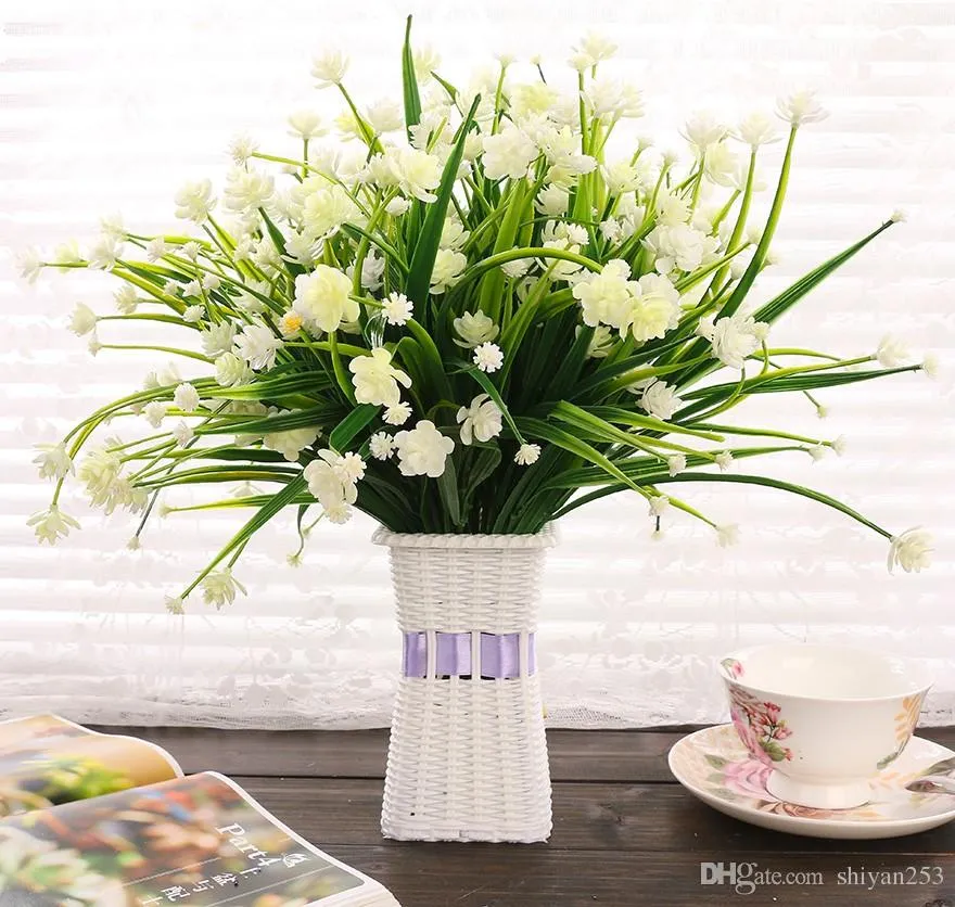 10 teile / los Dekorative Künstliche Blumen Günstige Lebendige Kunststoff Gefälschte Pflanze Blatt Hochzeit Home Party Dekoration Fleur Echt Touch Df-55