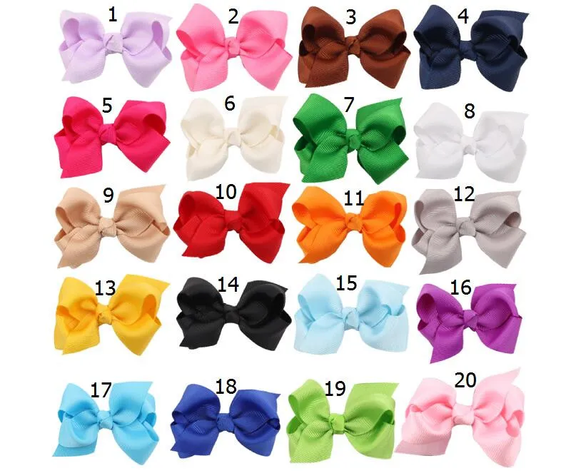 20st 3 tum Koreanska Grosgrain Ribbon Hairbows Baby Girl Accessoarer med Clip Boutique Hårbågar Hårstolar Hår Ornament HD3201