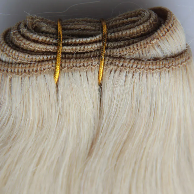 613 Blond hårväv Straight VIP Beauty Hair 100g Human Hair Crochet Weave Bundles 613 Färg Blondin Bundlar