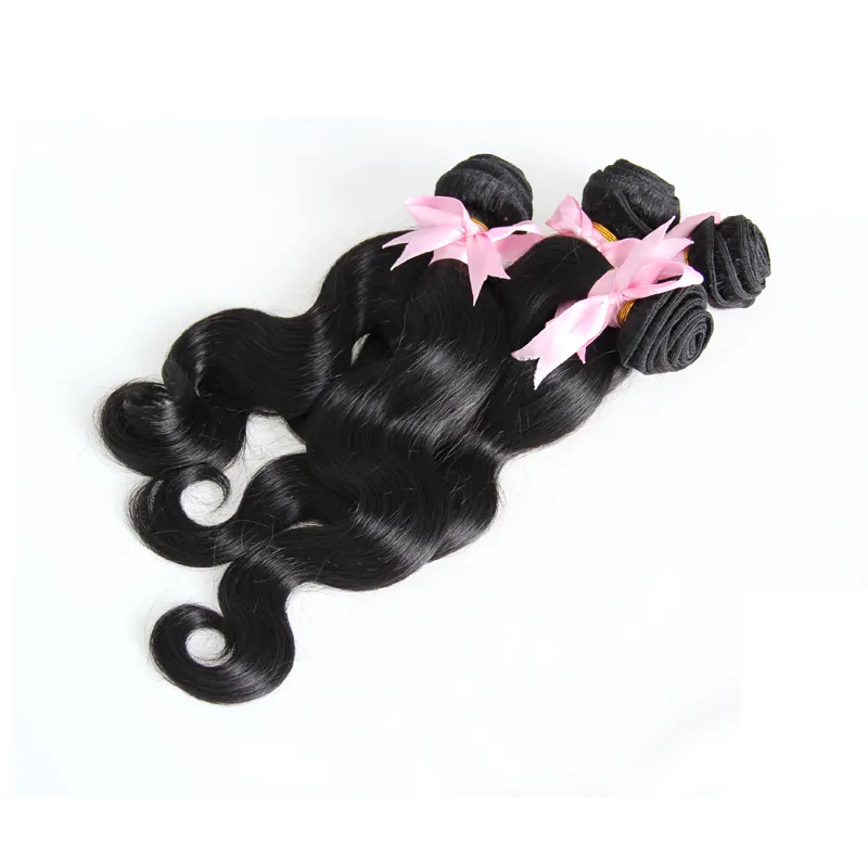 Brazilian Virgin Hair Body Wave Bundles Natural Black Color 3pcs weaving human hair extensions