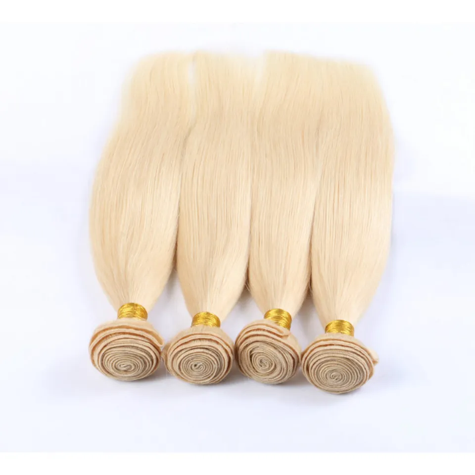 Brazilian Straight Hair Weaves Double Wefts 100gpc 613 Russian Blonde Color 100 Human Remy Hair Extensions4729268