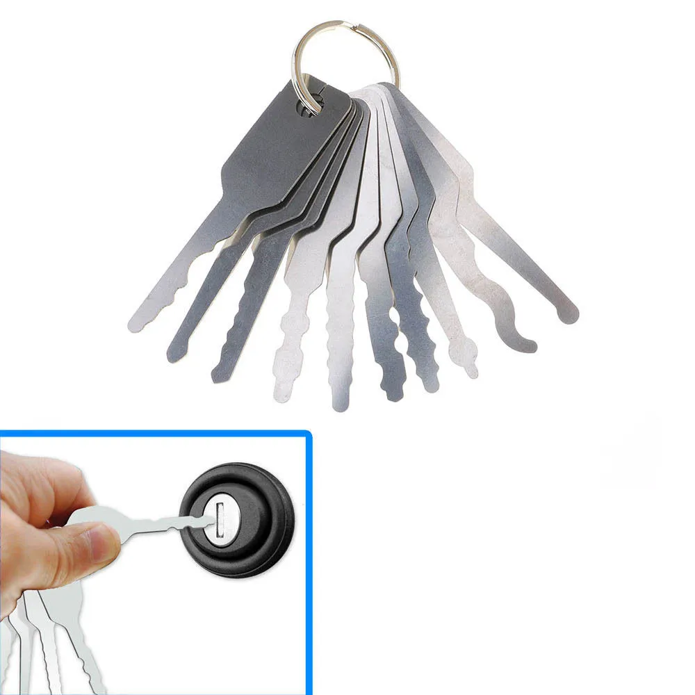 / Stainless Steel Jiggler Keys Dual Sided Car Unlock Lock Open Repair Accessories Auto Replacement Tool Kit