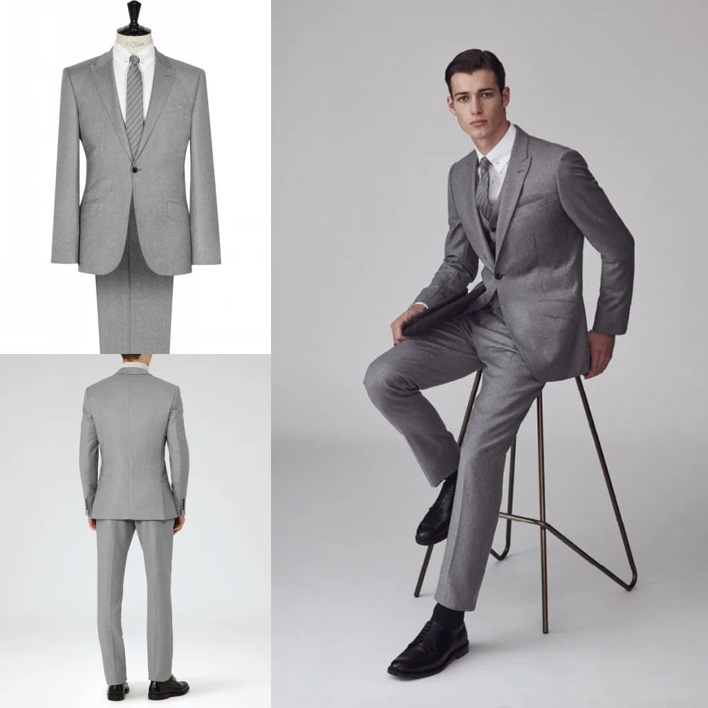 Nuovo arrivo Smoking dello sposo Groomsmen Spacco laterale Slim Fit Abito da uomo migliore Abiti da sposo Abiti da uomo da sposa Sposo (giacca + pantaloni + gilet)