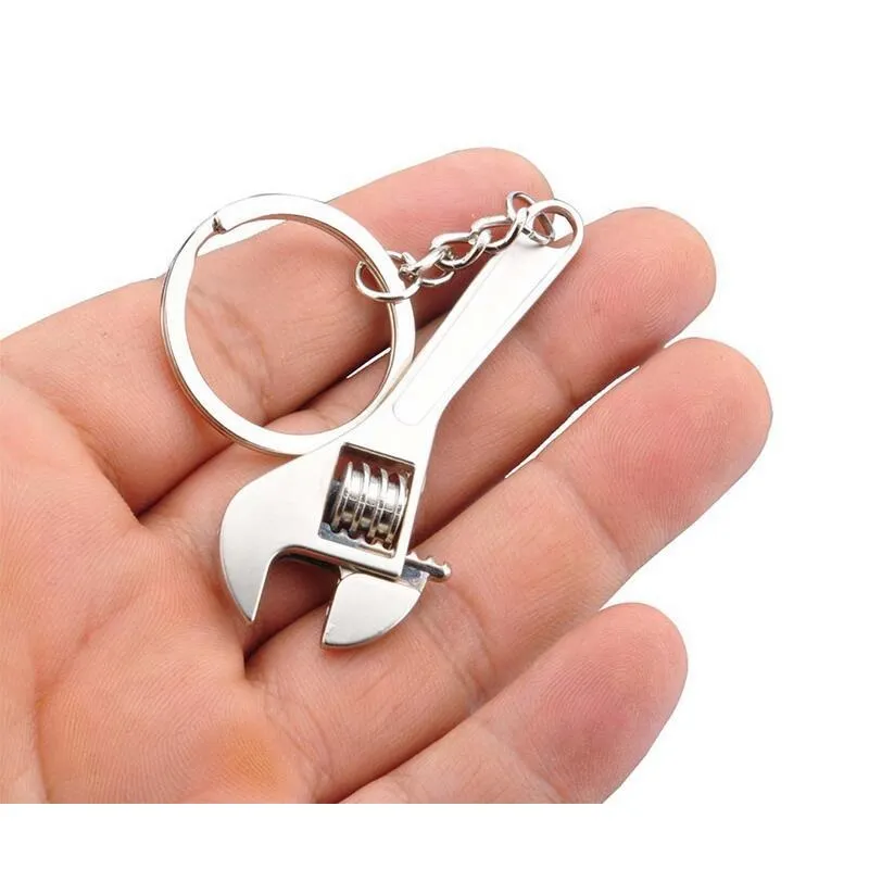 Creative Tool Skiftnyckel nyckelkedja Ring Key Ring Metal Keychain Justerbar Mode Tillbehör Gratis Frakt WA1457
