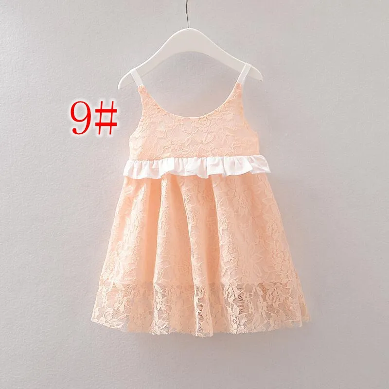 INS Filles Coton Robe En Dentelle Vêtements Pour Enfants Vêtements De Broderie D'été Robes En Dentelle Mode Sans Manches Diamant Princesse Robe 9 Couleurs choisir le bateau libre