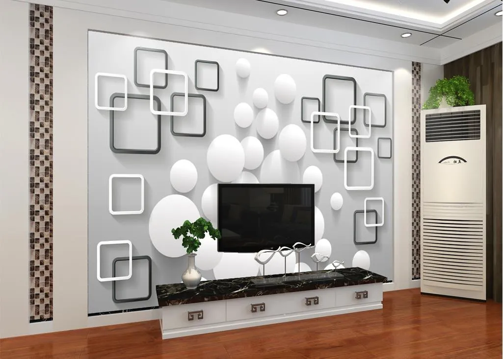 カスタム任意のサイズ現代のミニマリストボールボックスの背景の壁壁画3 dの壁紙3D壁紙のためのテレビの背景