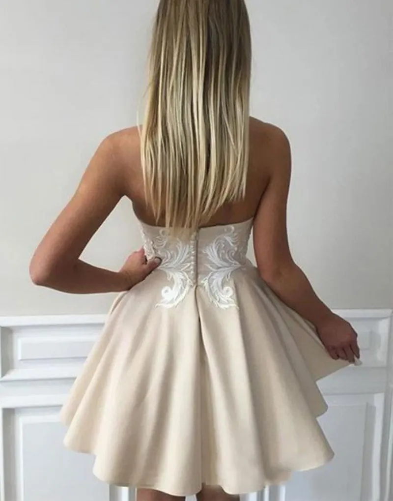 Backless Lace Applique Satin Short A-Line Homecoming Dress with Sweetheart  Neckline for Plus Sizes Misses from Dhgate Homecoming Dresses