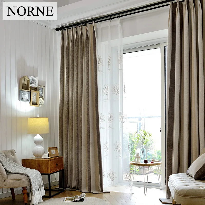 Norne Striped Heavy Blackout Curtain 80% Szybkość cieniowania, Izolacja termiczna Prywatność Zapewniona okno Zasłony do salonu sypialni