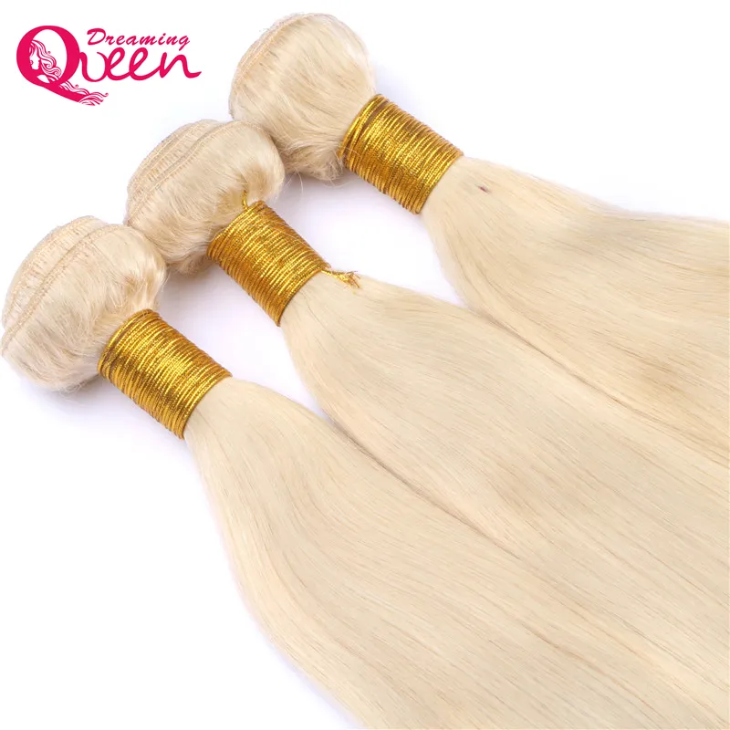 613 Blond brasilianska raka hårvävbuntar 100% Virgin Human Hair Extension 10-30 tum Ombre Human Hair Bundlar Gratis frakt