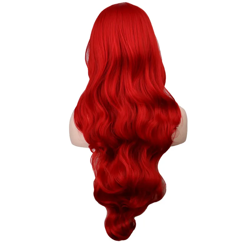 Długi Falisty Kostium Party Cosplay Wig Dark Red 80 cm Syntetyczne Włosy peruki