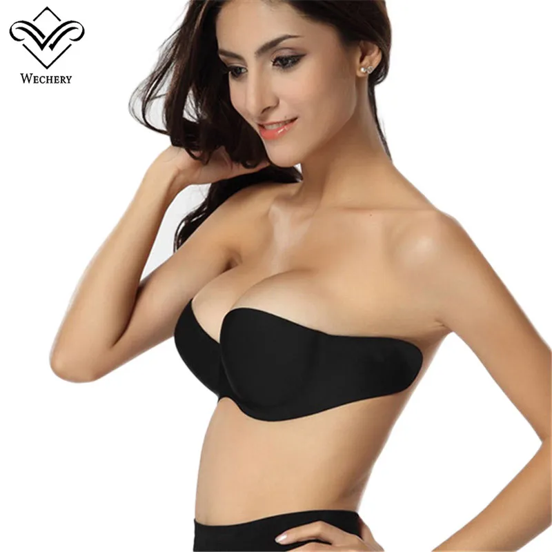 Womens Strapless Bra Invisible Push Up Bras Plunge Underwired Brassiere A B  C D 