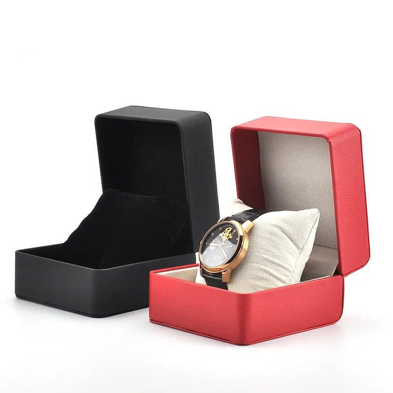 로고없이 패션 PU 가죽 손목 시계 상자 보석 케이스 보석 디스플레이 스토리지 포장 케이스 주최자 선물 상자 2 색 상자