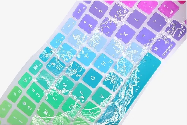 Soft Silicone Rainbow keyboard Case Protector Cover Skin For MacBook Pro Air Retina 11 13 15 17 Waterproof Dustproof US Ver OEM