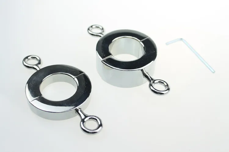 Anillos de acero inoxidable para pene, camillas de bolas, equipo de Bondage para escroto masculino, Juguetes sexuales para adultos, bolas de ensanchador de testículos de peso