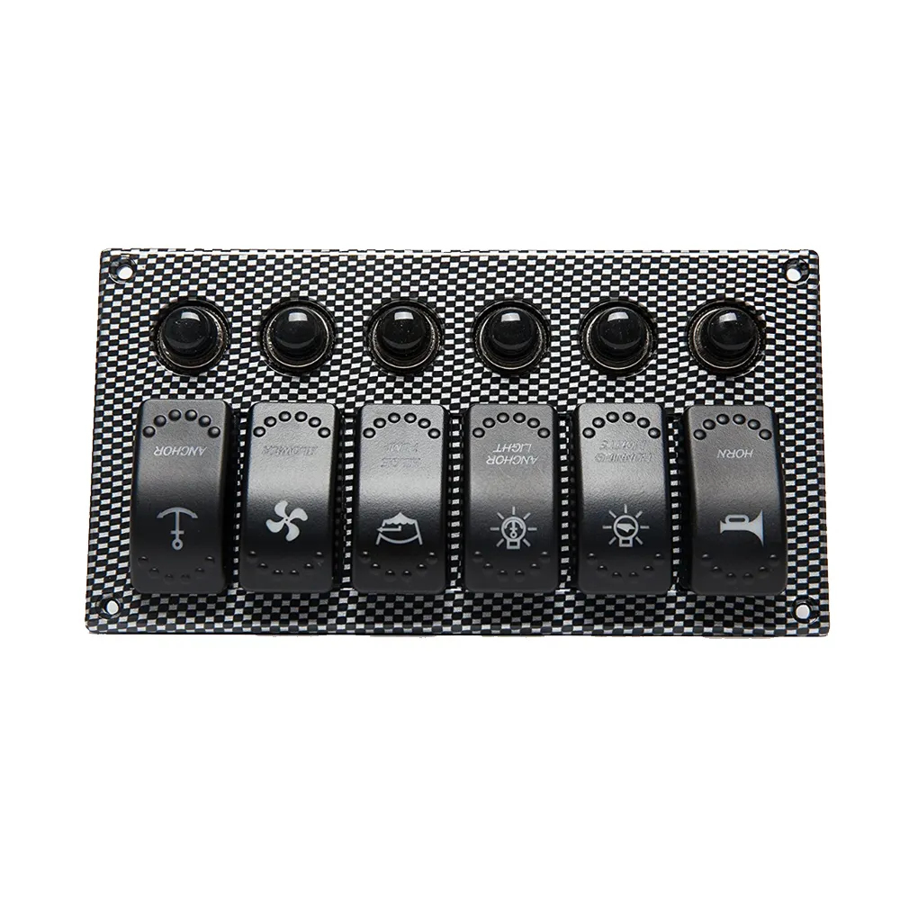 6 Gang Laser Switch wytrawiony 2 LED Rocker Breaker Wodoodporna morska łódź morska panelem drukowania 88883451