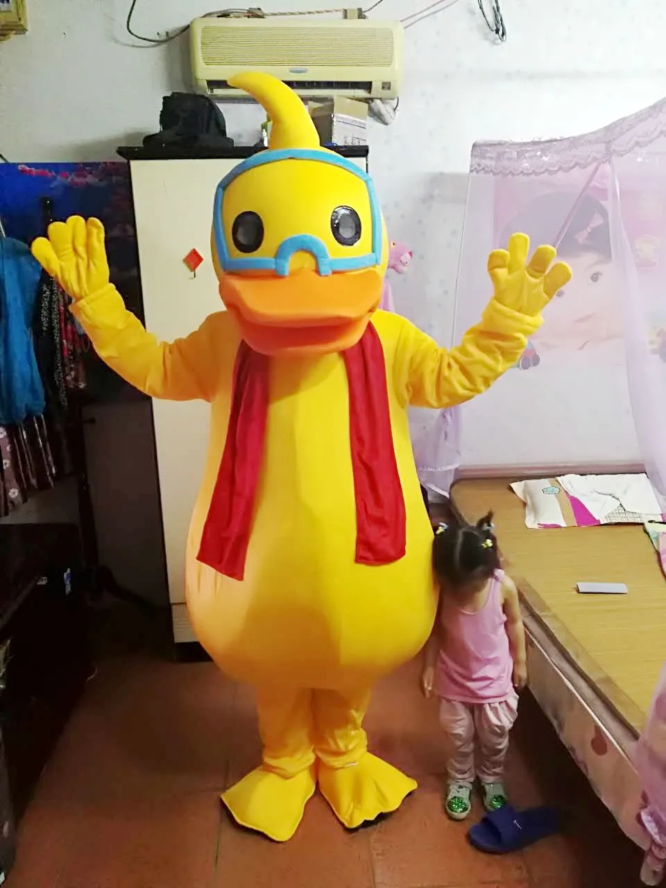 Hochwertiges gelbes Brillen-Enten-Maskottchenkostüm, schickes Karnevalskostüm, kostenloser Versand