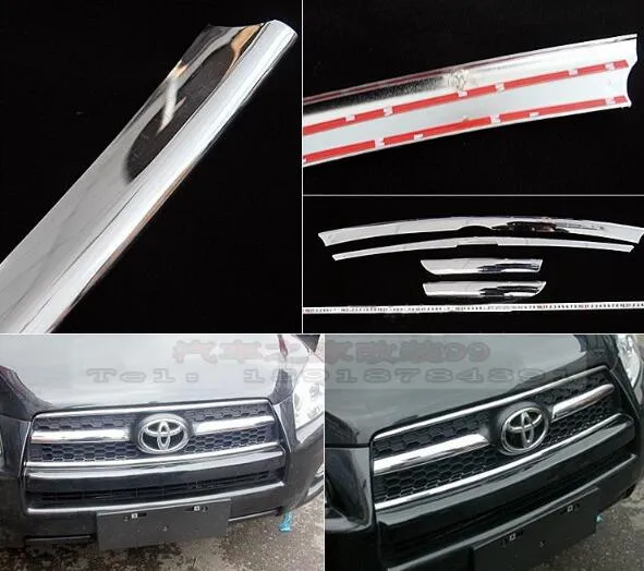 Högkvalitativ ABS Chrome Front Grill Trim, Dekorativ Strip för Toyota Rav4 2009-2012