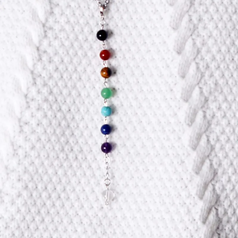 Hot 7 Chakra Stones Point Chakra Ciondolo ciondolo ciondolo Ankh Yoga gioielli pietre semipreziose moda girocolli collane le donne