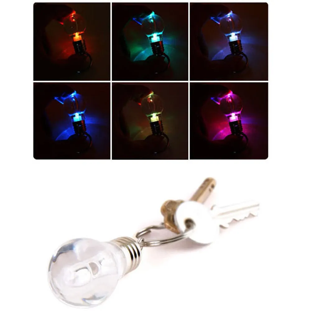 Car Key Accessories Creative Colorful Changing LED Light Bulb Keyring Car Auto Mini Flash Lamp Keychains Key Chain Decor Chritmas 263w
