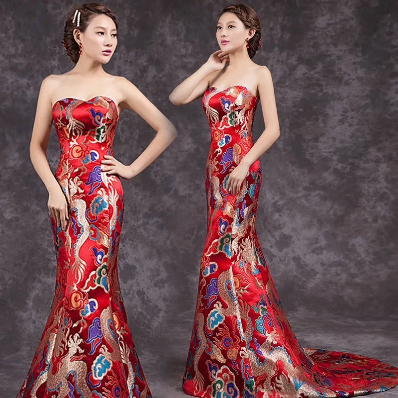 Sexy Casual Women Dresses China Long Wedding Party Dresses oriental qipao Chinese style evening dress traditional Chinese cheongsam