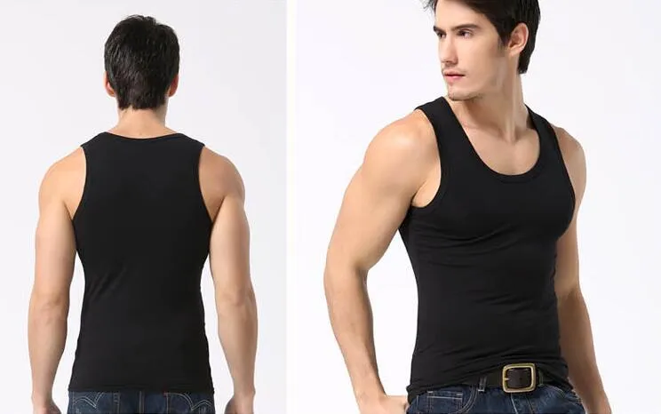 Good A++ Men's Tank Tops elastic tight body modal solid color sports vest summer Slim type bodybuilding bottoming shirt TM022 Mens Tanks Top