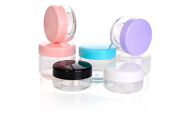 DHL GRATUIT 10g 15g 20g transparent petite bouteille carrée Cosmétique Vide Pot Pot Fard À Paupières Baume À Lèvres Visage Crème Échantillon Conteneur 6 couleurs