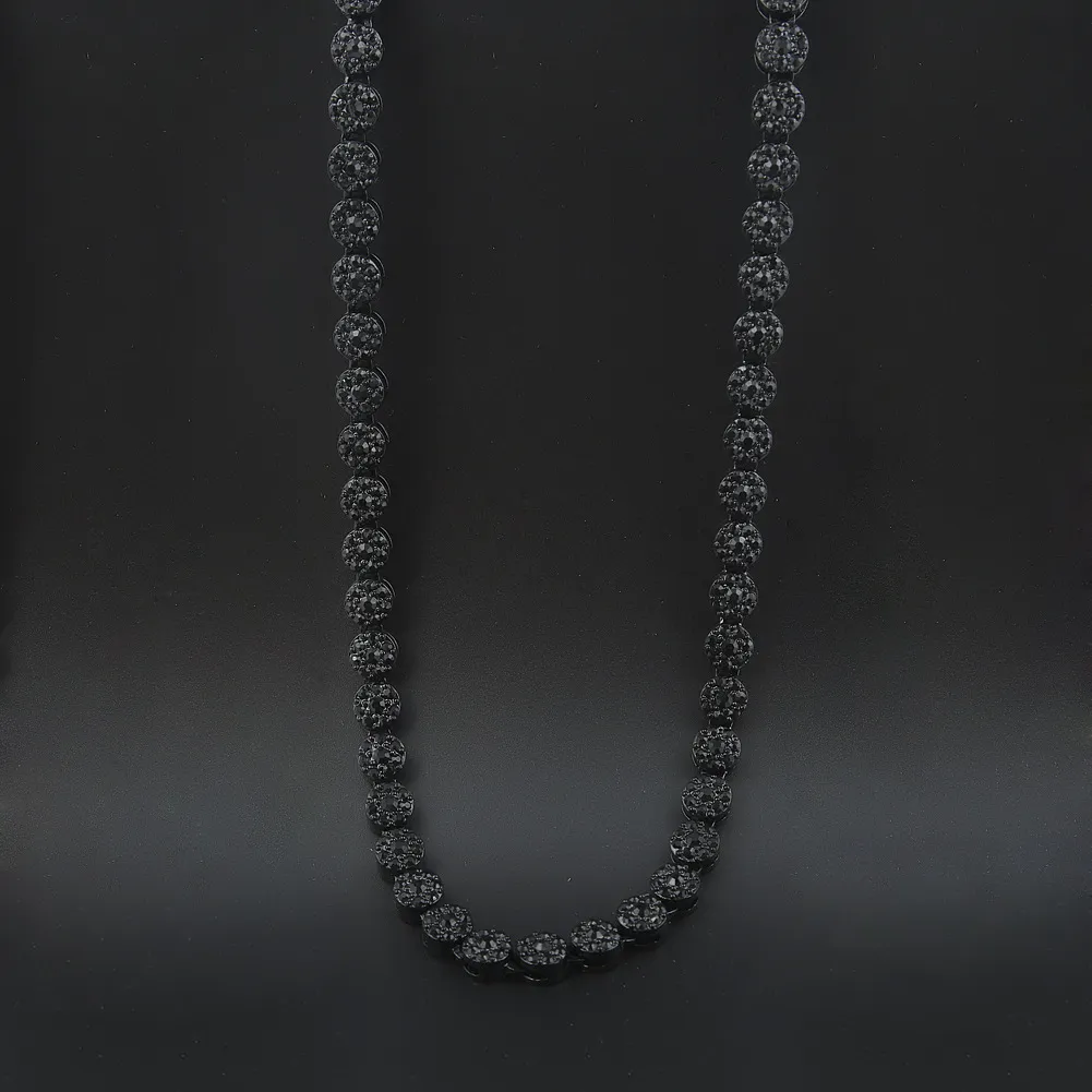 Collier Hip Hop pour hommes, grappe de fleurs, chaîne glacée noire, diamants simulés, 30 pouces, bijoux pour hommes, haute promotion 248B