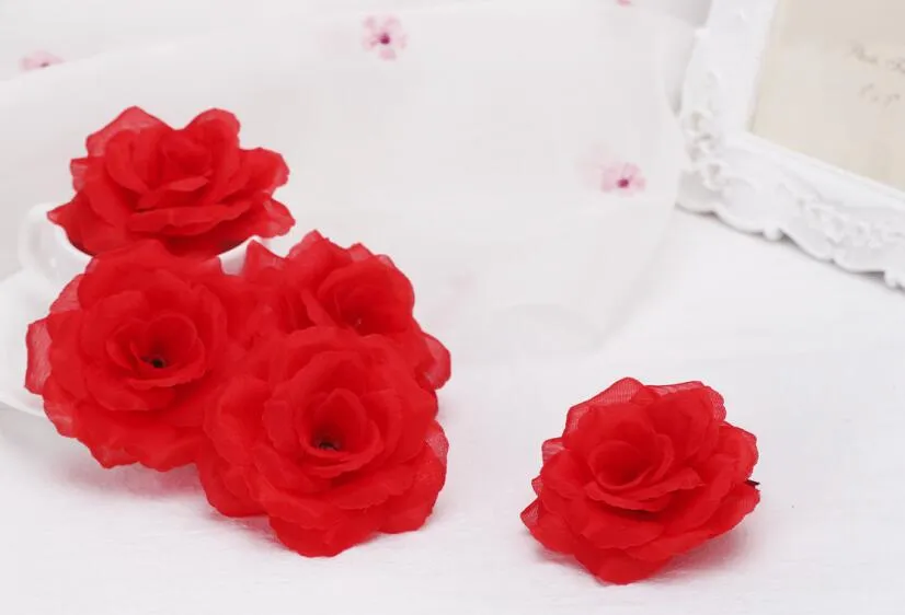 Högkvalitativ 8cm Artificiell Silk Rose Flower Head for Wedding Home Decoration R FH91702