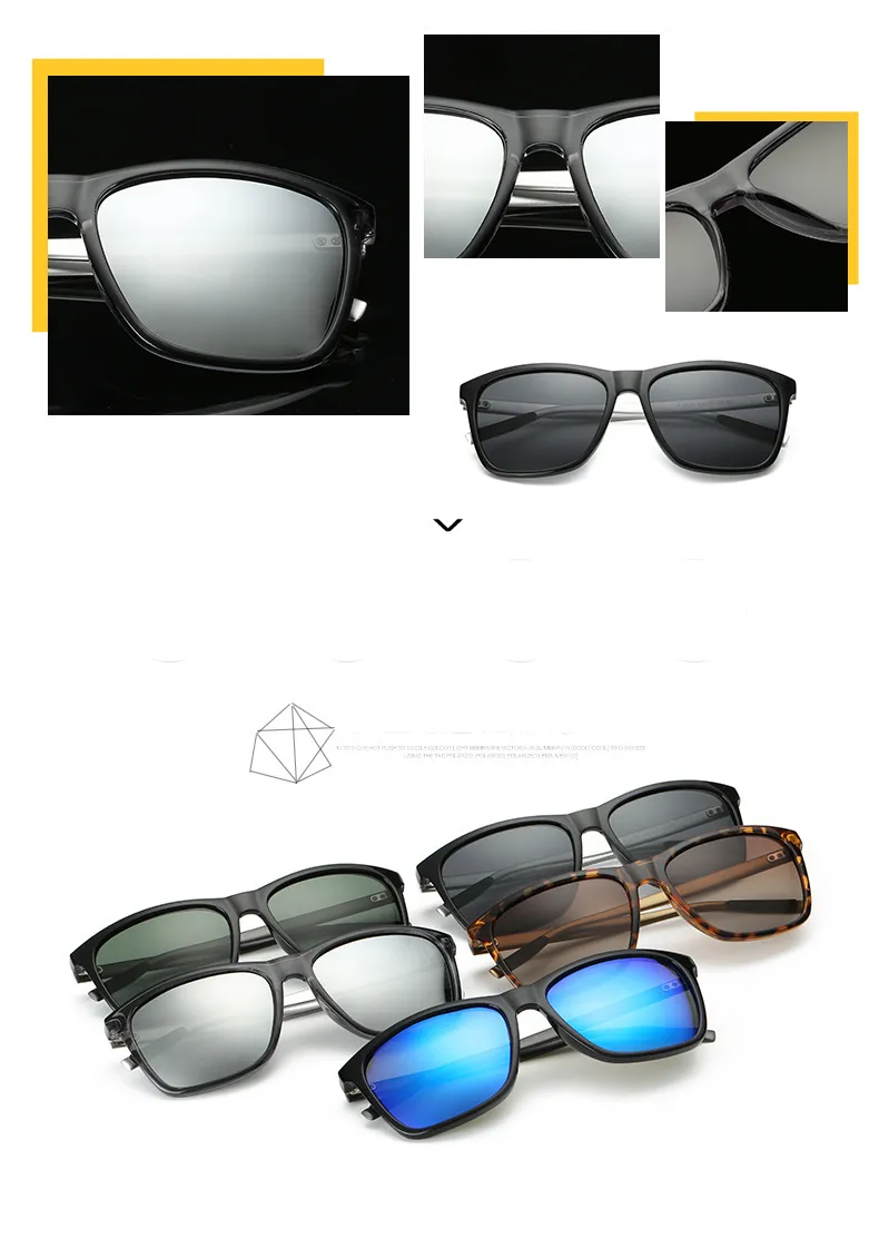 New Sunglasses Aluminum Magnesium Square Bright Color Polarized