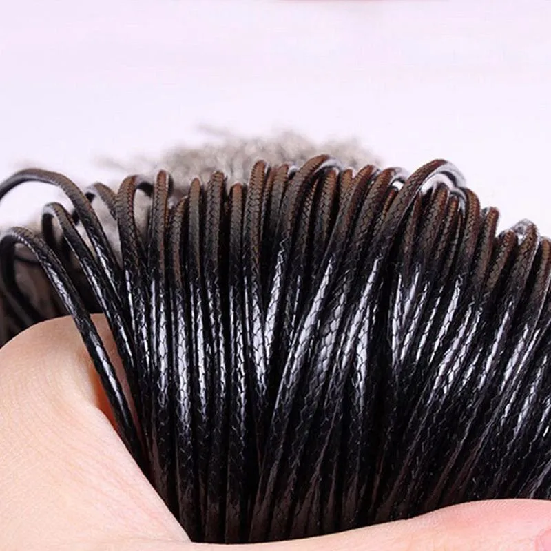 Black Wax Cord Rope 1.5mm Wire for DIY Pendant Necklace Gift With Lobster Clasp Link Chain Charms Jewelry Wholesale