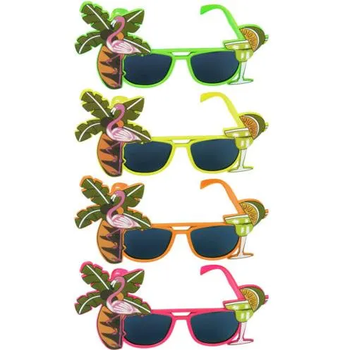 Hawaiian Glass Tropical COCKTAIL Hula Beach öl Fest Solglasögon Ananas Flamingo Goggles Hen Nattscenen Fancy Dress glasögonfavoriter