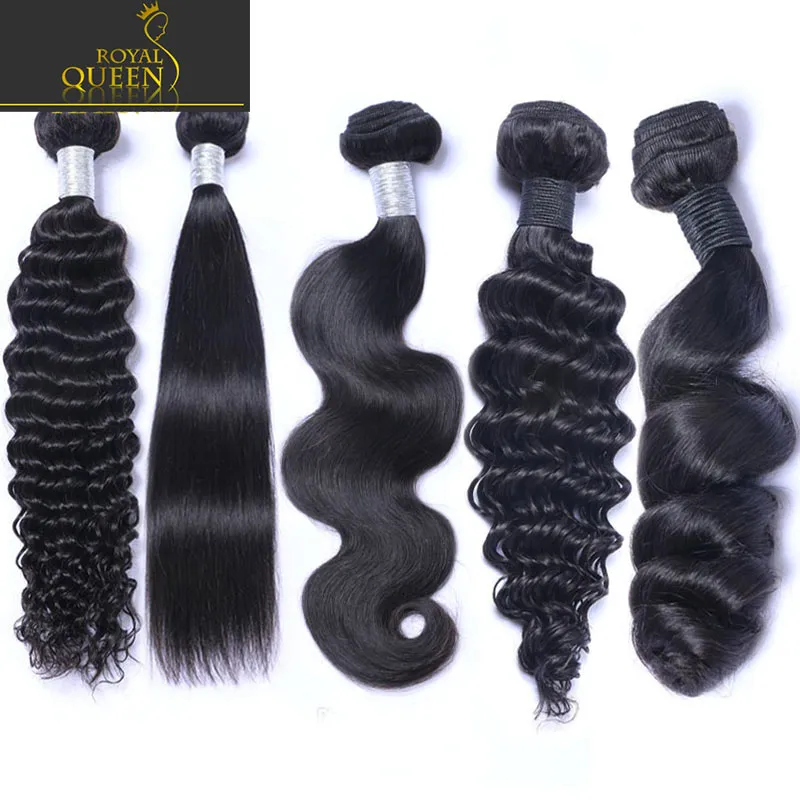 8A Braziliaanse Virgin Menselijk Haar Weeft 4 Bundels Rechte / Body Wave / Kinky / Krullend / Diepe / Losse Golvende Peruaanse Maleisische Indiase Cambodjaanse Remy Haar