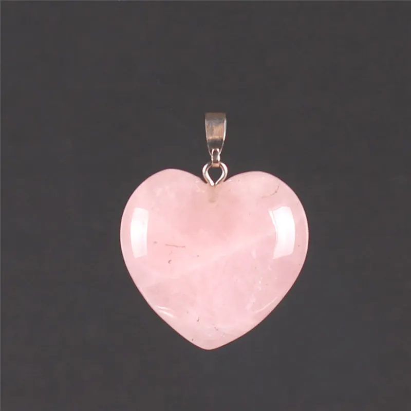 24*25mm Heart Shape Healing Chakra Beads Crystal Quartz DIY Stone Random Color Gemstone Pendants for Necklace Earring Jewelry Making