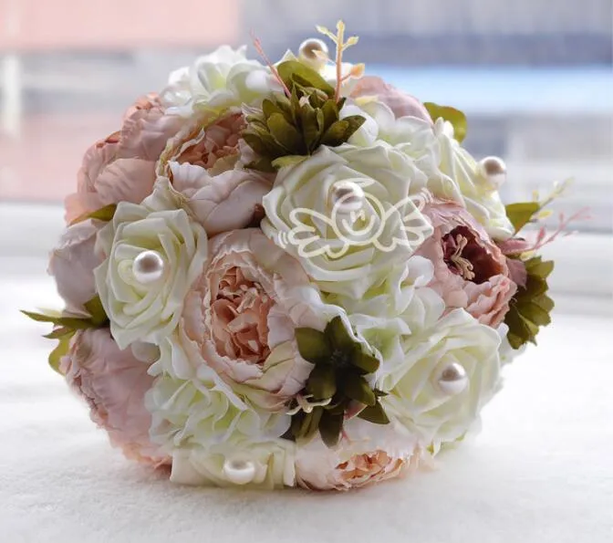 Artificial Flowers Brooch Bouquet With Real Flowers Chocolate Pink