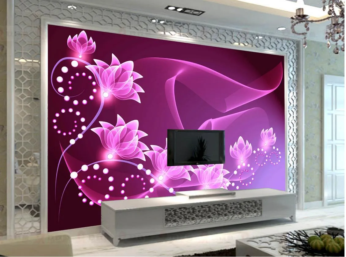 3d stereoscopico carta da parati moda arredamento casa decorazione camera da letto Viola romantico sette fiori soggiorno parete di fondo