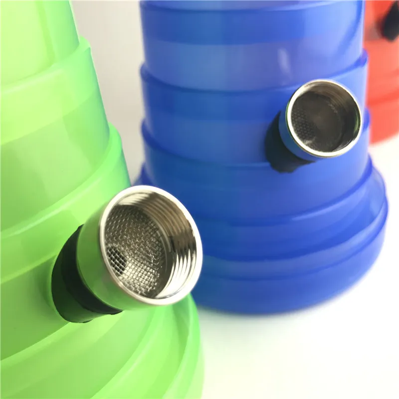 Mini bangs de suivi pliables 1,3 à 8 pouces en plastique bong conduites d'eau vert rouge bleu plates-formes pétrolières 3 pièces démonter le tuyau en métal