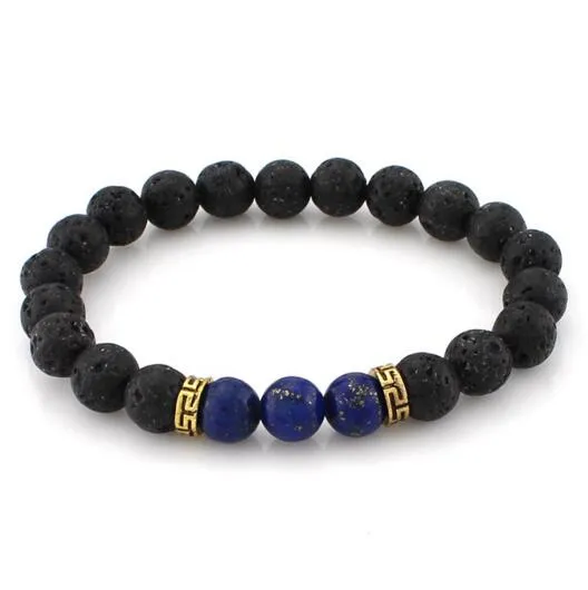 Chakra-Armband für Herren, schwarze Lava-Perlen, Heilung, Gleichgewicht, Perlen, Reiki, Buddha-Gebet, Naturstein, Yoga-Armband für Frauen