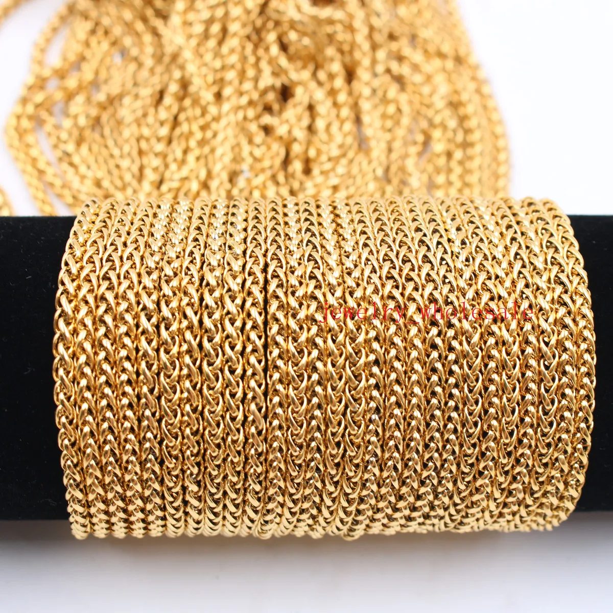 in bulk 3meterJewelry Finding Chain Gold Stainless Steel 3mm/4mm/6mm Fashion wheat braid chain Link Marking JEWLERY DIY