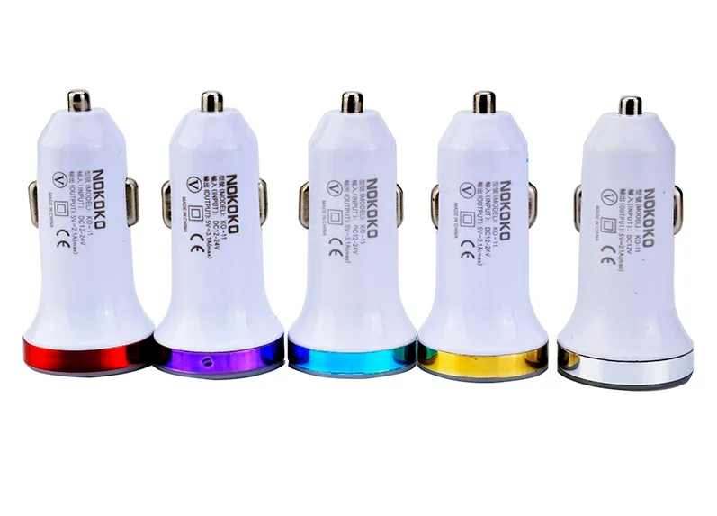 /UP Led light Colorful Universal 2-Port Dual USB Car Charger 2.1A+1A charger adapter for iphone samsung mp3 gps smart phone