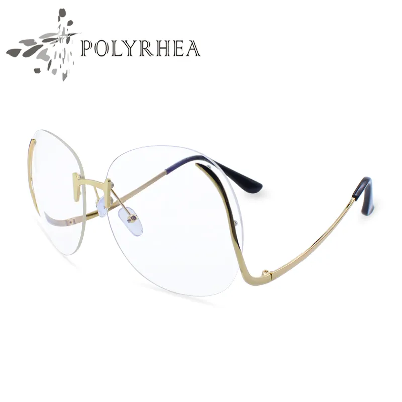 Luxury Optical Gradient Eyeglasses Women Fashion Optics Big Metal Frame Elegant Female Round Glasses bend With Box And Case