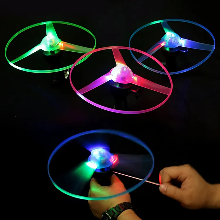 crianças iluminação presente pull flash flash luminoso voador brinquedos 25 cm 3 cores led aleatório luz ufo crianças noite divertimento